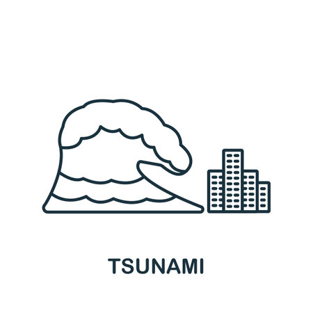 Tsunami icon. Line simple icon for templates, web design and infographicsのイラスト素材
