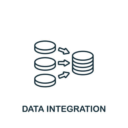 Data Integration icon. Line simple line Data Science icon for templates, web design and infographicsのイラスト素材
