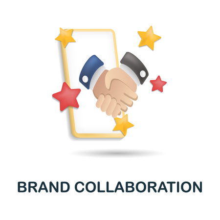 Brand Collaboration icon. 3d illustration from blogger collection. Creative Brand Collaboration 3d icon for web design, templates, infographics and moreのイラスト素材