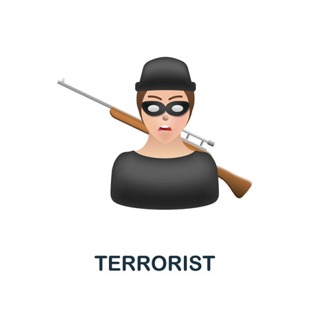 Terrorist icon. 3d illustration from crime collection. Creative Terrorist 3d icon for web design,...