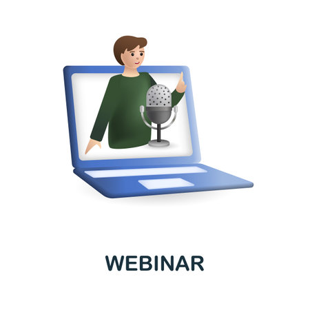 Webinar icon. 3d illustration from e-learning collection. Creative Webinar 3d icon for web design, templates, infographics and moreのイラスト素材