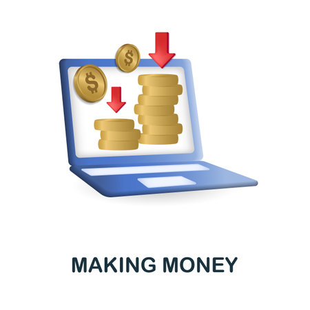 Making Money icon. 3d illustration from finance management collection. Creative Making Money 3d icon for web design, templates, infographics and moreのイラスト素材