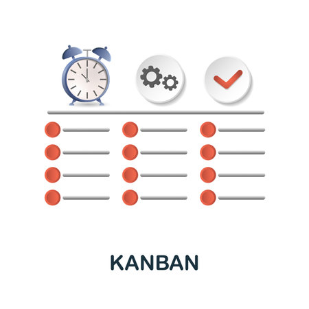 Kanban icon. 3d illustration from project development collection. Creative Kanban 3d icon for web design, templates, infographics and moreのイラスト素材