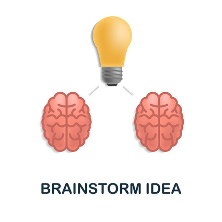 Brainstorm Idea icon. 3d illustration from web development collection. Creative Brainstorm Idea 3d icon for web design, templates, infographics and moreのイラスト素材