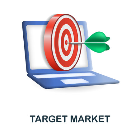 Target Market icon. 3d illustration from web development collection. Creative Target Market 3d icon for web design, templates, infographics and moreのイラスト素材