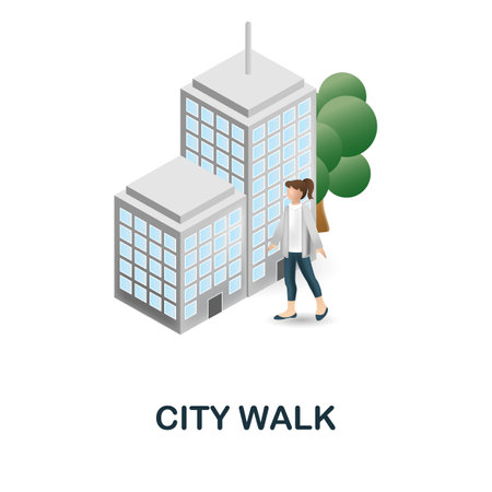 City Walk icon. 3d illustration from outdoor recreation collection. Creative City Walk 3d icon for web design, templates, infographics and moreのイラスト素材
