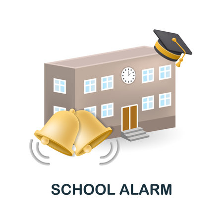 Shcool Alarm icon. 3d illustration from back to school collection. Creative Shcool Alarm 3d icon for web design, templates, infographics and moreのイラスト素材
