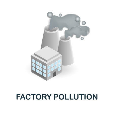Factory Pollution icon. 3d illustration from ecology and energy collection. Creative Factory Pollution 3d icon for web design, templates, infographics and moreのイラスト素材