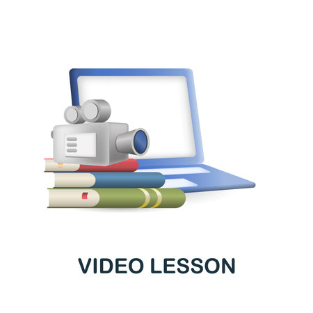 Video Lesson icon. 3d illustration from e-learning collection. Creative Video Lesson 3d icon for web design, templates, infographics and moreのイラスト素材