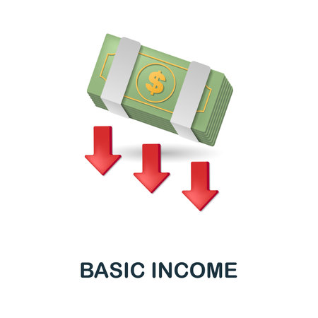 Basic Income icon. 3d illustration from fintech industry collection. Creative Basic Income 3d icon for web design, templates, infographics and moreのイラスト素材