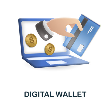 Digital Wallet icon. 3d illustration from fintech industry collection. Creative Digital Wallet 3d icon for web design, templates, infographics and moreのイラスト素材