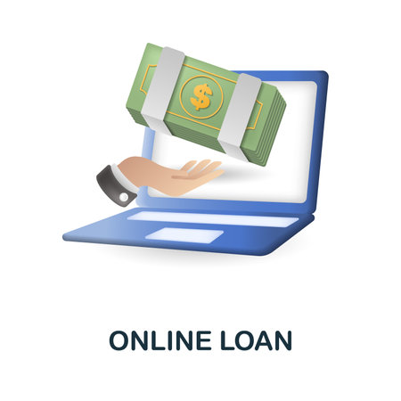 Online Loan icon. 3d illustration from fintech industry collection. Creative Online Loan 3d icon for web design, templates, infographics and moreのイラスト素材