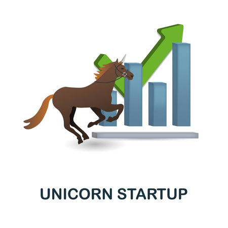 Unicorn Startup icon. 3d illustration from fintech industry collection. Creative Unicorn Startup 3d icon for web design, templates, infographics and moreのイラスト素材