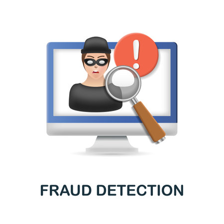 Fraud Detection icon. 3d illustration from fintech industry collection. Creative Fraud Detection 3d icon for web design, templates, infographics and moreのイラスト素材