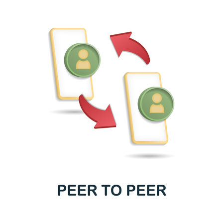 Peer To Peer icon. 3d illustration from fintech collection. Creative Peer To Peer 3d icon for web design, templates, infographics and moreのイラスト素材