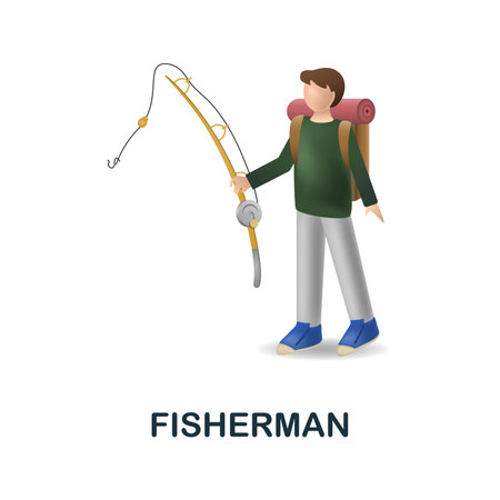 Fisherman icon. 3d illustration from fishing collection. Creative Fisherman 3d icon for web design, templates, infographics and moreのイラスト素材