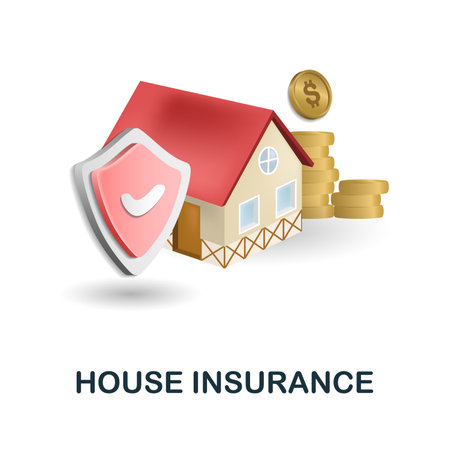 House Insurance icon. 3d illustration from insurance collection. Creative House Insurance 3d icon for web design, templates, infographics and moreのイラスト素材