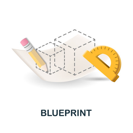 Blueprint icon. 3d illustration from engineering collection. Creative Blueprint 3d icon for web design, templates, infographics and moreのイラスト素材