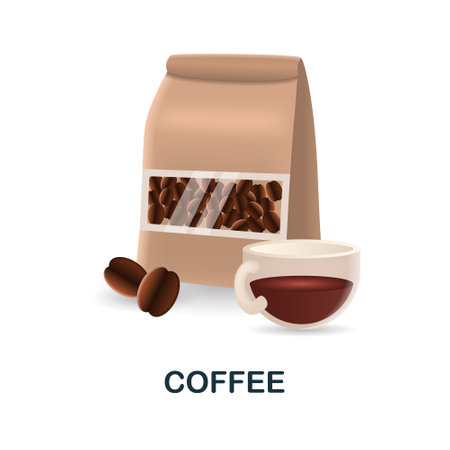 Coffee icon. 3d illustration from food market collection. Creative Coffee 3d icon for web design, templates, infographics and moreのイラスト素材