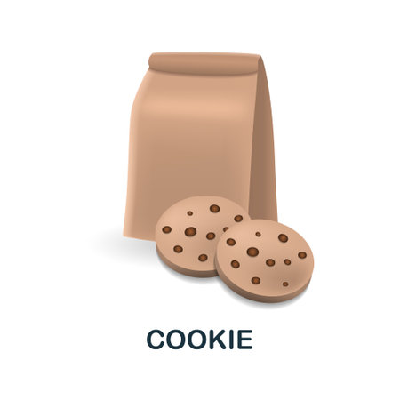 Cookie icon. 3d illustration from food market collection. Creative Cookie 3d icon for web design, templates, infographics and moreのイラスト素材