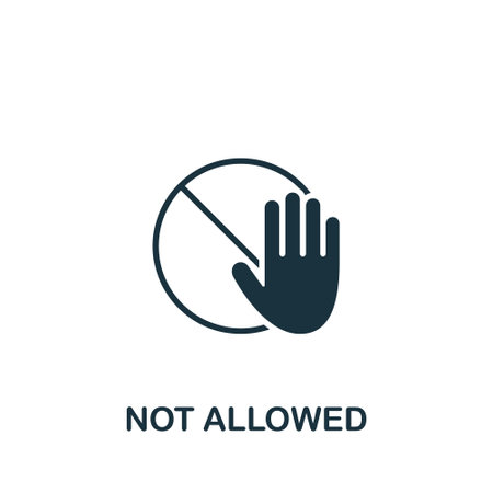 Not allowed icon. Monochrome simple sign from freedom collection. Not allowed icon for templates, web design and infographics.のイラスト素材