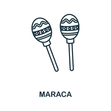 Maraca line icon. Simple element from musical instruments collection. Creative Maraca outline icon for web design, templates, infographics and moreのイラスト素材