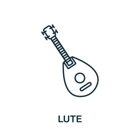 Lute line icon. Simple element from musical instruments collection. Creative Lute outline icon for web design, templates, infographics and moreのイラスト素材