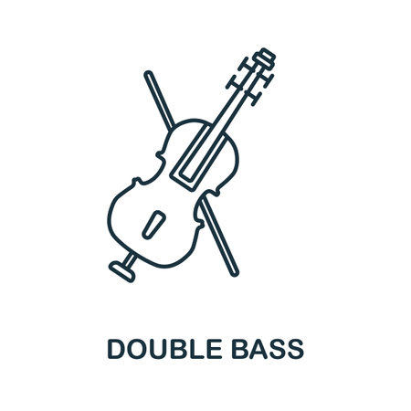 Double Bass line icon. Simple element from musical instruments collection. Creative Double Bass outline icon for web design, templates, infographics and moreのイラスト素材