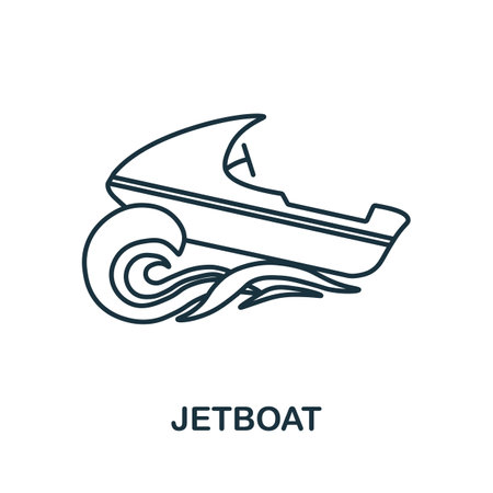 Jetboat line icon. Monochrome simple Jetboat outline icon for templates, web design and infographicsのイラスト素材