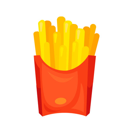 French fries illustration in color cartoon style. Editable vector graphic design.のイラスト素材