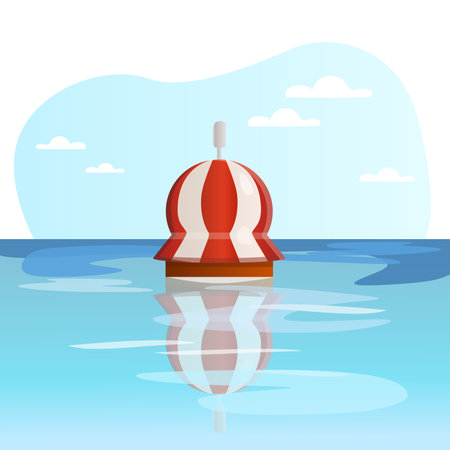 Buoy illustration. Sea, water, striped, float. Editable vector graphic design.のイラスト素材