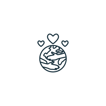 World embracing icon. Monochrome simple sign from donation collection. World embracing icon for logo, templates, web design and infographics.のイラスト素材