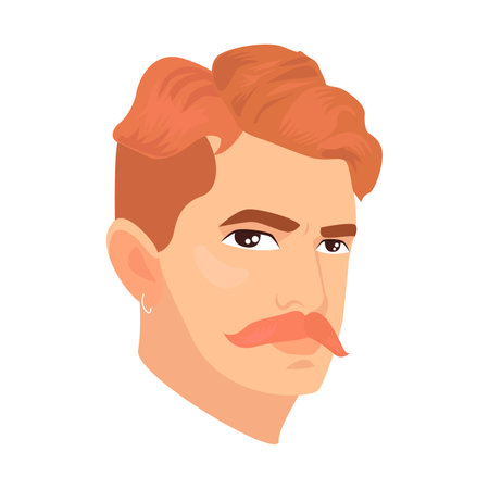 Readhead Moustache icon. Colored vector element from beards collection. Creative Readhead Moustache icon for web design, templates and infographics.のイラスト素材