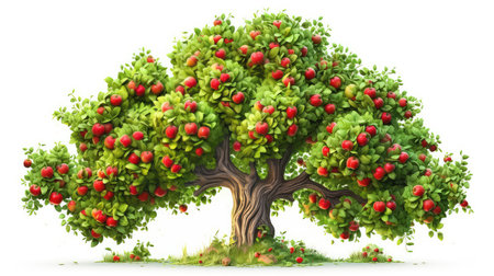 Apple tree watercolor illustration - Generative AI.の素材