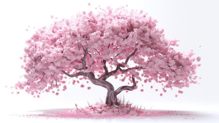 A blossoming cherry watercolor illustration - Generative AI.の素材