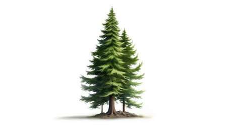 A stately fir tree watercolor illustration - Generative AI.の素材