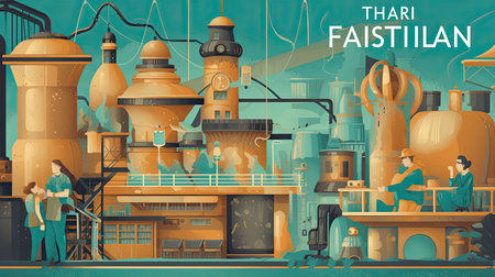 Webinar panel discussion flat illustration - Generative AI.の素材