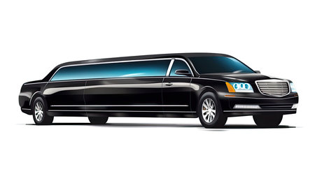 Black limousine photo realistic illustration - Generative AI.の素材