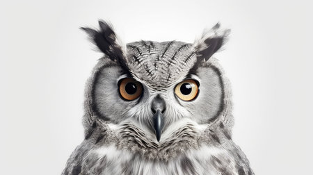 Mysterious owl photo realistic illustration - Generative AI.の素材