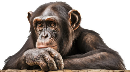 Intelligent chimpanzee photo realistic illustration - Generative AI.の素材