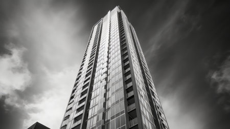 A towering scyscraper photo realistic illustration - Generative AI.の素材