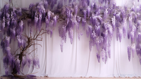 Wisteria vines photo realistic illustration - Generative AI.の素材