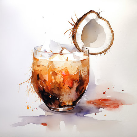 Champagne watercolor illustration - Generative AI.の素材