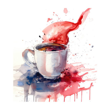 Tea watercolor illustration - Generative AI.の素材