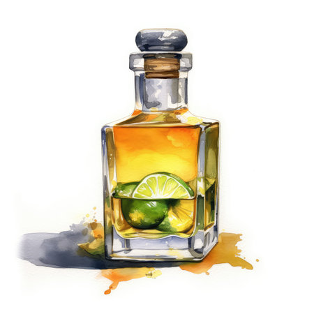 Tequila watercolor illustration - Generative AI.の素材