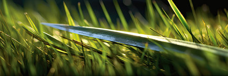 Single blade of grass photo realistic illustration - Generative AI.の素材