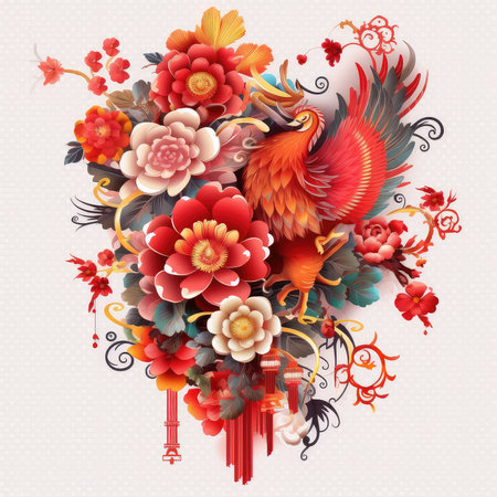 Chinese New Year poster illustration - Generative AI.の素材