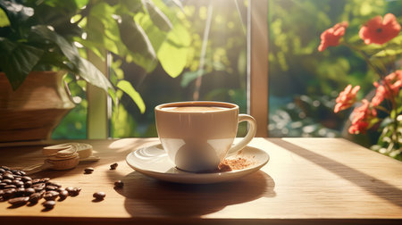 A tranquil morning moment ultra realistic illustration - Generative AI.の素材