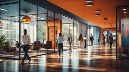 An office corridor photo realistic illustration - Generative AI.の素材