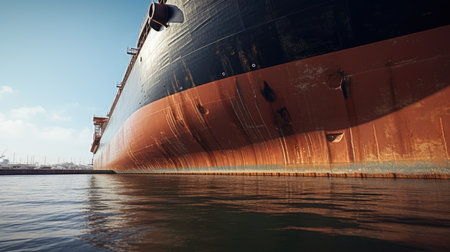 Massive cargo ship photo realistic - Generative AI.の素材